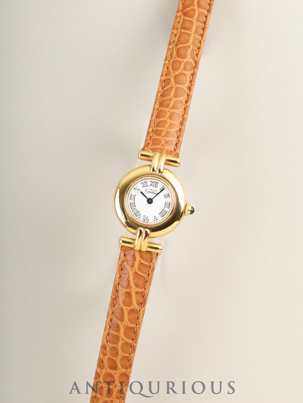 カルティエ マストコリゼ W1011554 / 2410 クォーツ Cal.157 SV925 革 純正Dバックル（GP） ホワイト文字盤 オーバーホール済み