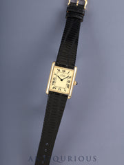 カルティエ マストタンク LM 590005 クォーツ Cal.- SV925 革 純正尾錠（GP） アイボリーローマン文字盤（SWISS MADE表記）カルティエブティックにてコンプリートサービス済み