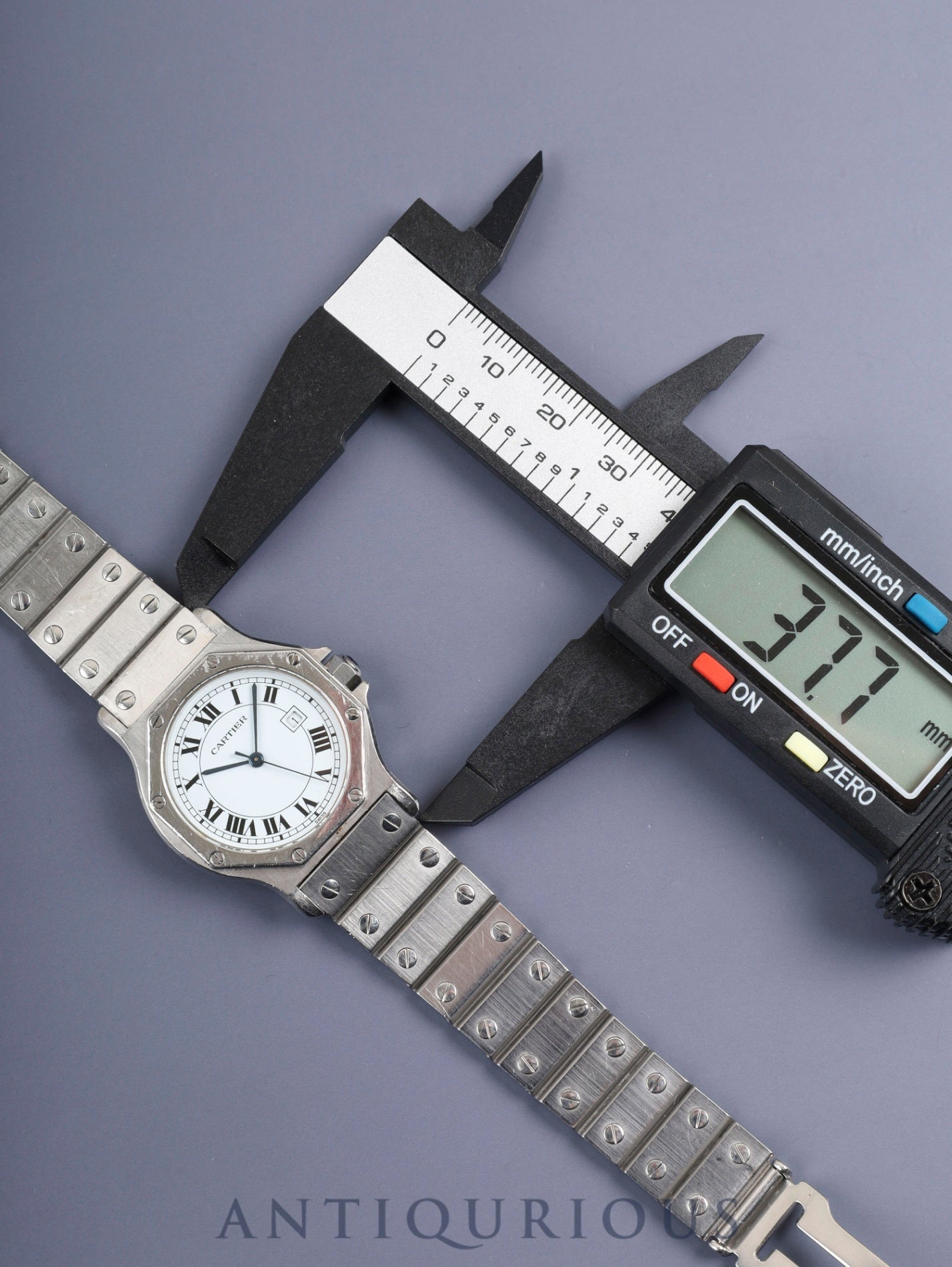 Cartier Santos Octagon LM 2965 Automatic Cal. 2671 Stainless Steel/Stainless Steel White Roman Dial Box Booklet International Lifetime Warranty (1983) Overhauled