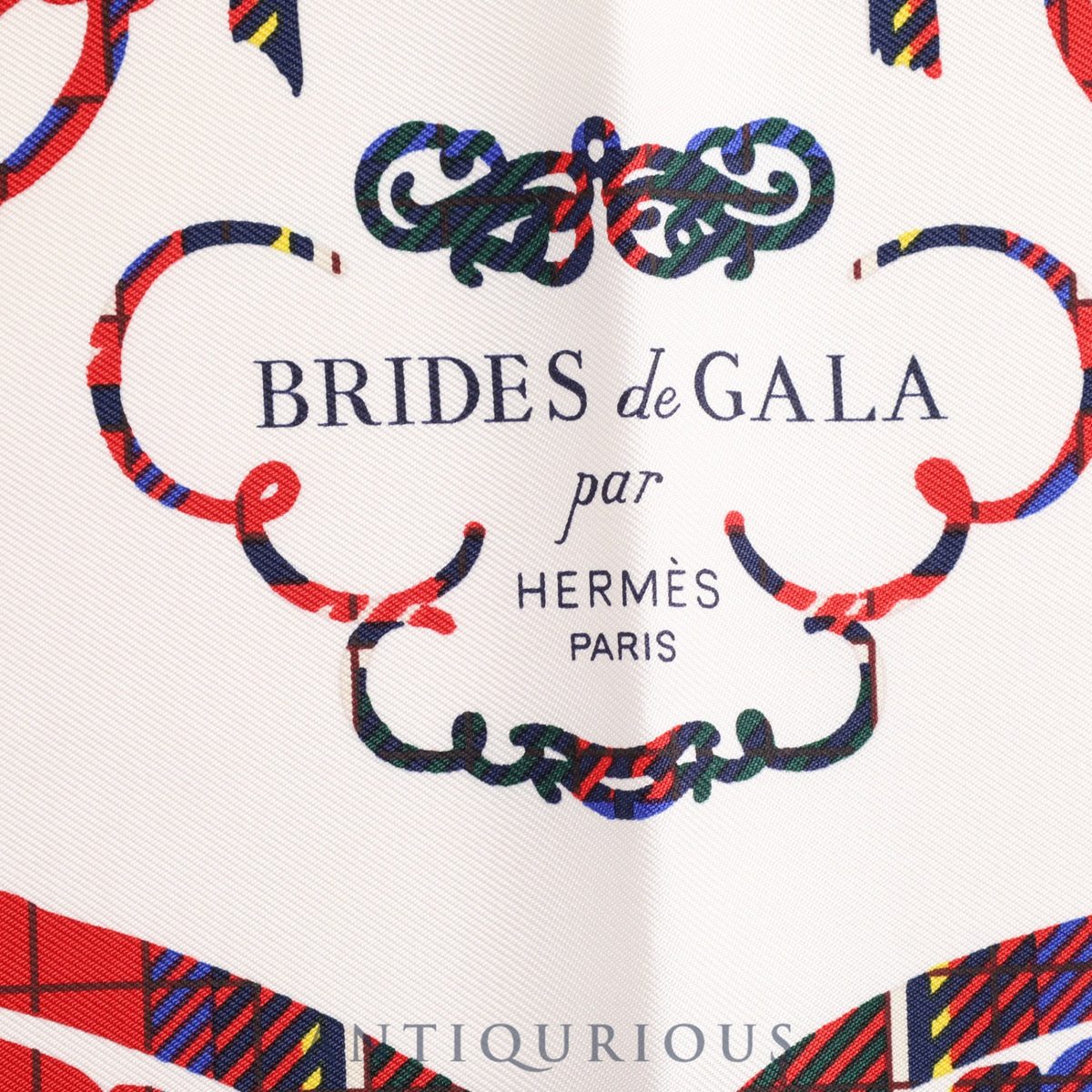 エルメス スカーフ カレ45 BRIDES de GALA 式典用馬蹄 シルク100％ ネイビー