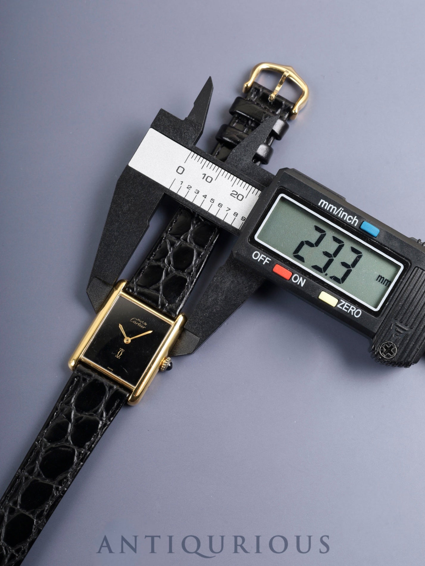 カルティエ マストタンク LM 6 手巻き Cal.78-1 SV925 革 純正ピンバックル（GP）オニキス文字盤（SWISS表記）オーバーホール済み 新品仕上げ済み
