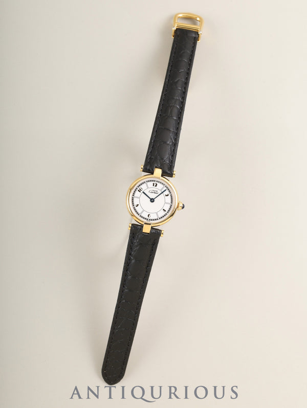 カルティエ マスト ヴァンドーム VLC SM W1009854 / 1851 クォーツ Cal.90 SV925 革 純正Dバックル（GP）飛びアラビア文字盤（SWISS表記） オーバーホール済み