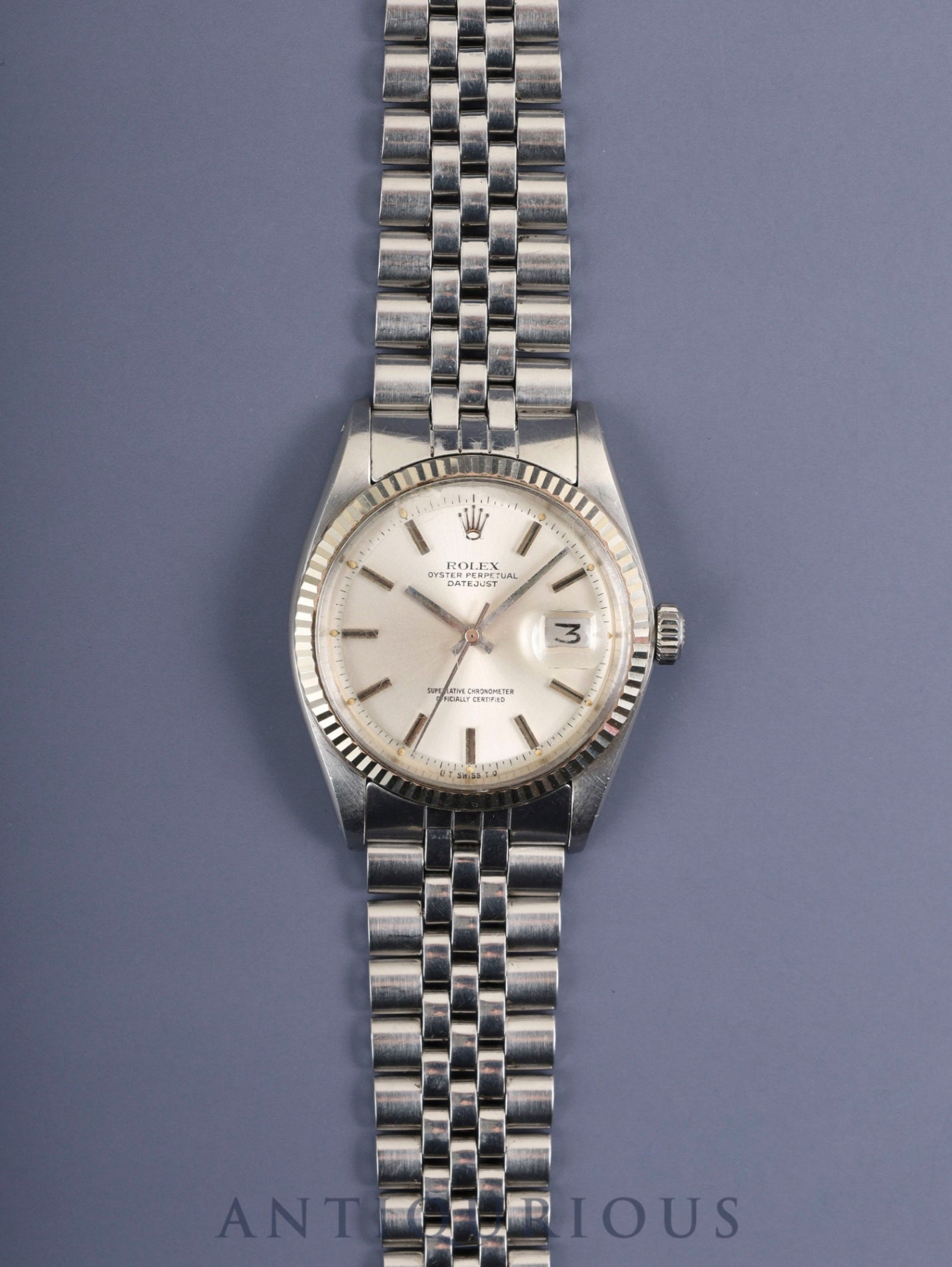 Rolex Datejust 1601 Automatic Caliber 1560 Stainless Steel/White Gold Stainless Steel Silver Dial No. 36 (1972) Overhauled