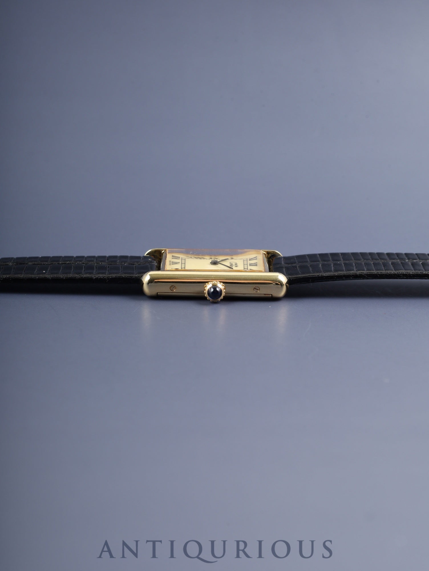 Cartier Must Tank LM, manual winding, SV925, leather, genuine buckle (GP), ivory Roman dial, complete service (full maintenance) completed at a Cartier boutique.