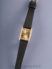 ボーム＆メルシエ レクタンギュラー 37077 手巻き 750YG 革 純正ピンバックル（GP）シャンパンローマン文字盤 オーバーホール