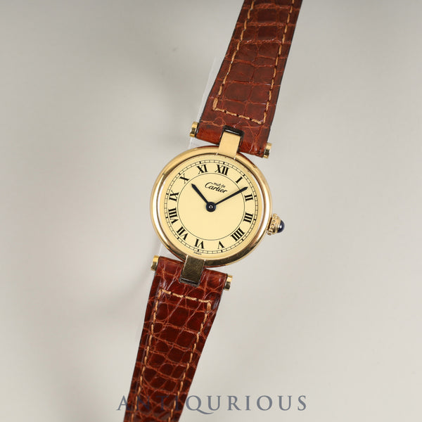 カルティエ マスト ヴァンドーム VLC SM 590004 クォーツ Cal.90.09 SV925 純正革ベルト 純正尾錠（GP）アイボリーローマン文字盤 オーバーホール済み