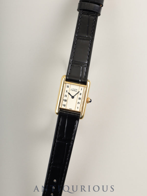 Cartier Must Tank SM 5057001 Quartz Caliber 057 SV925 Leather Straight Roman Dial (SWISS Marking) Overhauled