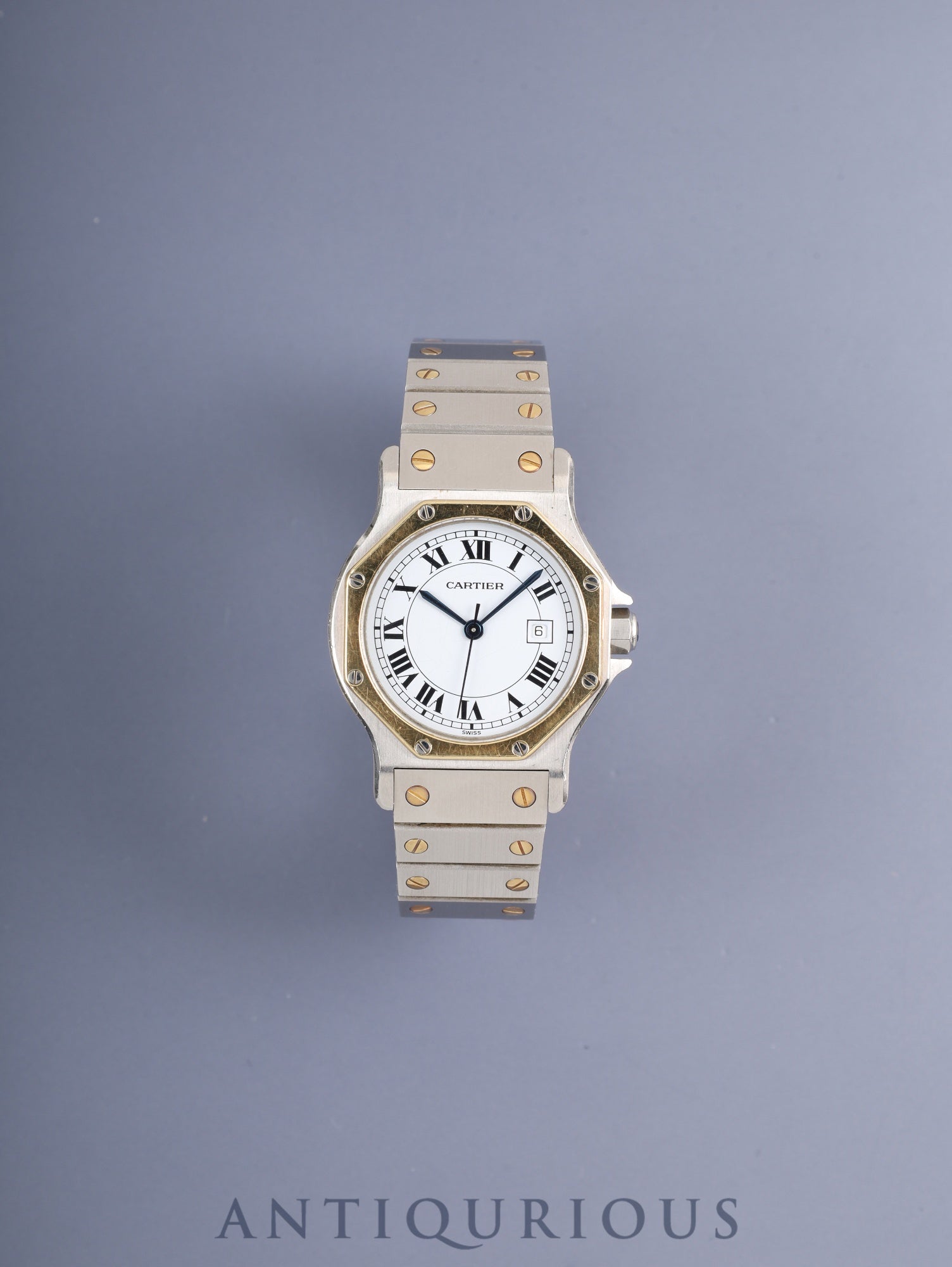 カルティエ サントス オクタゴン LM 2966 自動巻き Cal.ETA2671 SS/YG SS/YG ホワイトローマン文字盤（SWISS表記） 箱 冊子 保証書（1986年）タグ オーバーホール済み