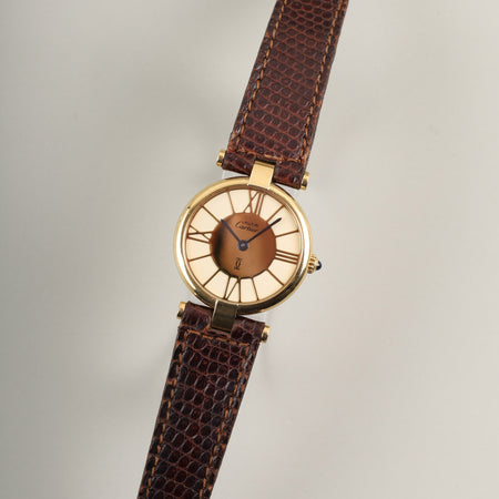 カルティエ マスト ヴァンドーム VLC SM クォーツ SV925 純正革ベルト 純正尾錠（GP） アイボリークロワゾネ文字盤 カルティエブティックにてコンプリートサービス済み