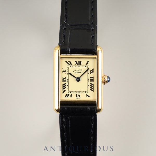 カルティエ マストタンク SM 5057001 クォーツ Cal.057 SV925 革 純正尾錠（GP）アイボリーローマン文字盤 オーバーホール済み