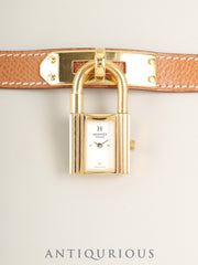 Hermes Kelly Watch KE1.201 / 39.01 Quartz Cal.980.003 GP Genuine Leather Strap (〇Z Engraved: 1996) Genuine Pin Buckle (GP) White Dial (SWISS MADE marking) Box Papers Overhauled