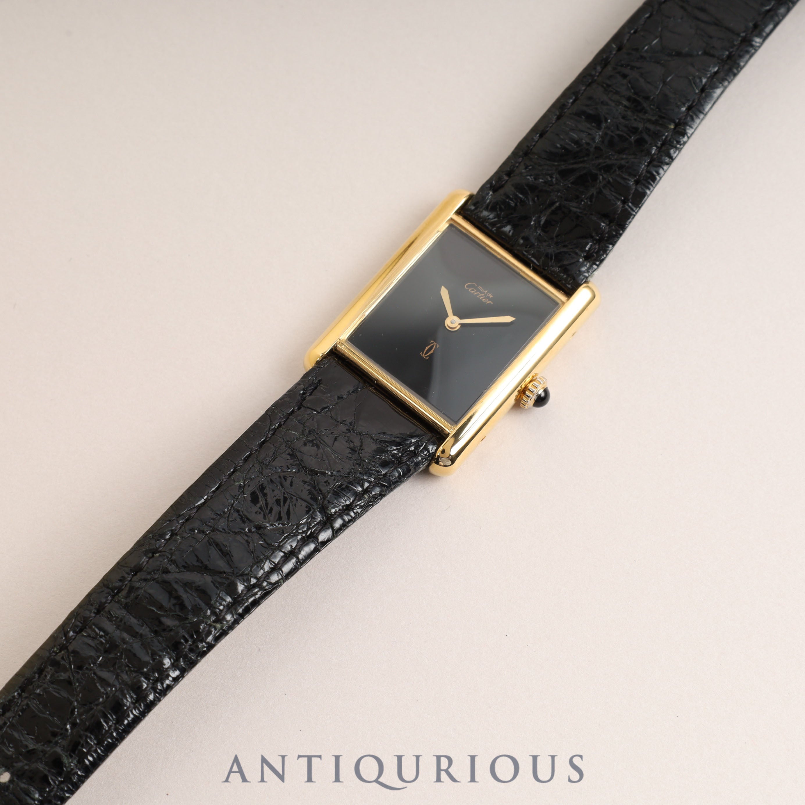 Cartier Must Tank LM Manual Winding Black Onyx Dial