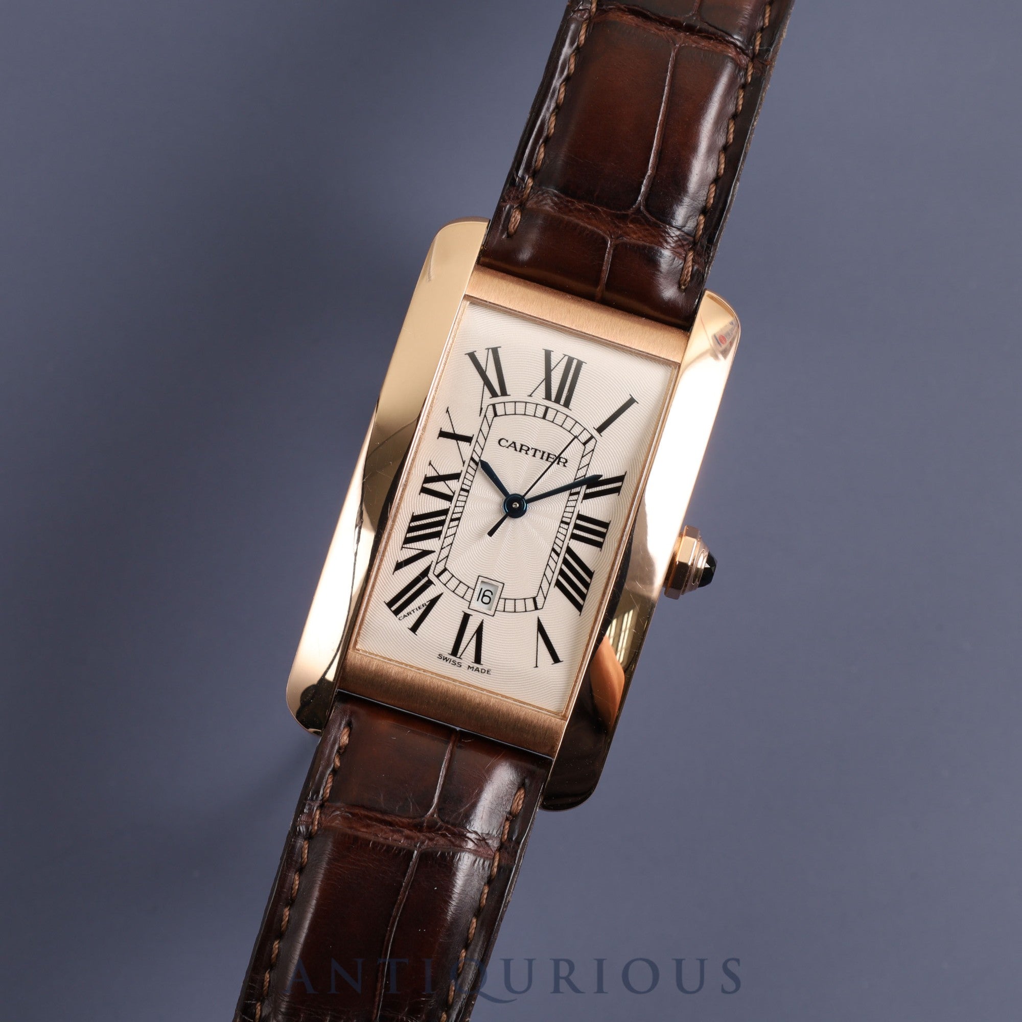 Cartier Tank Americaine LM W2609156 / 2505 Automatic Cal.120 750PG Genuine belt Genuine buckle (PG) Ivory guilloche dial Warranty (2024)