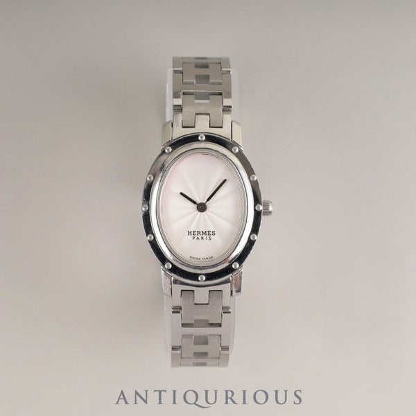 Hermes Clipper Oval CO1.210 Quartz Cal.976.001 SS SS White Guilloche Dial Overhauled