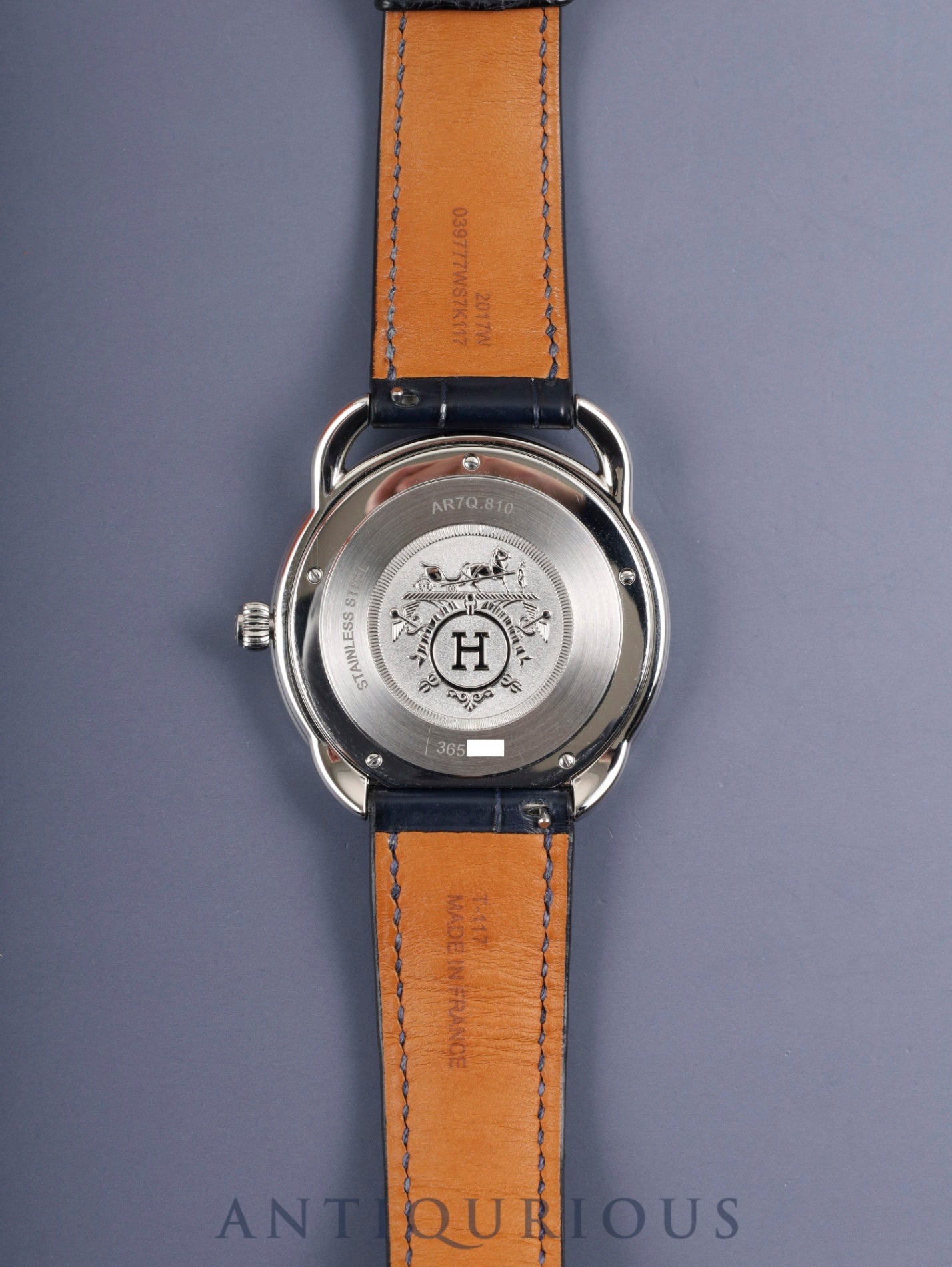 エルメス アルソー AR7Q.810.630 クォーツ SS 純正革ベルト（B刻印：2023）純正尾錠（SS） ブルーアラビア文字盤 箱 冊子 保証書（2023年） オーバーホール済み