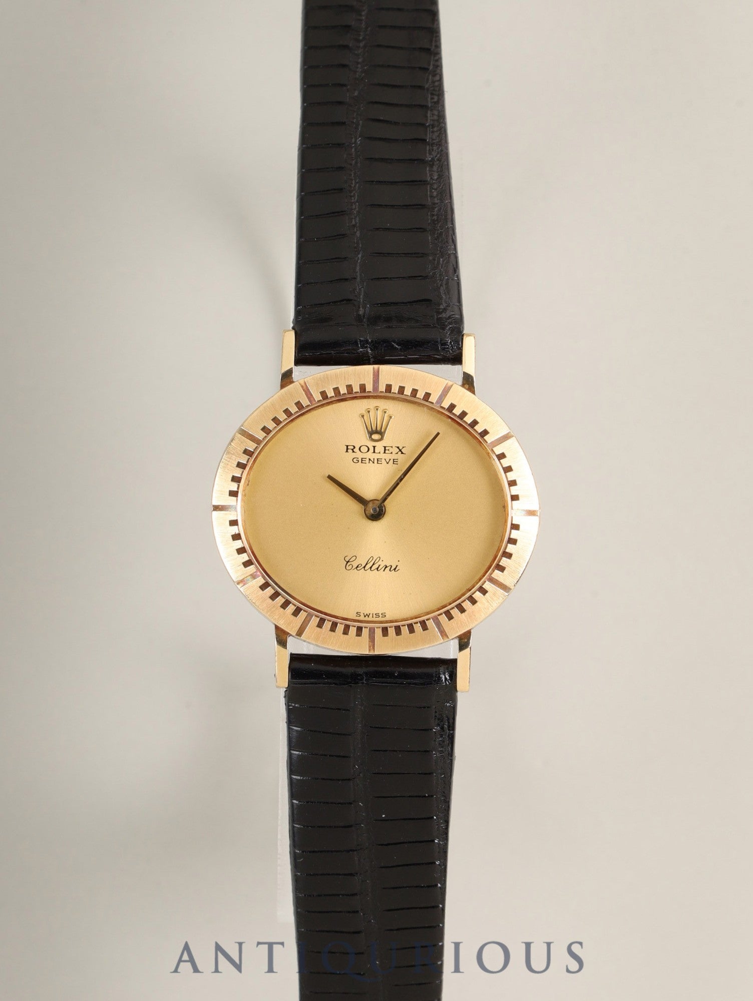Rolex Cellini 4181 Manual Winding Cal.1600 18K Leather Genuine Pin Buckle (GP) Champagne Dial Warranty (1977) Overhauled