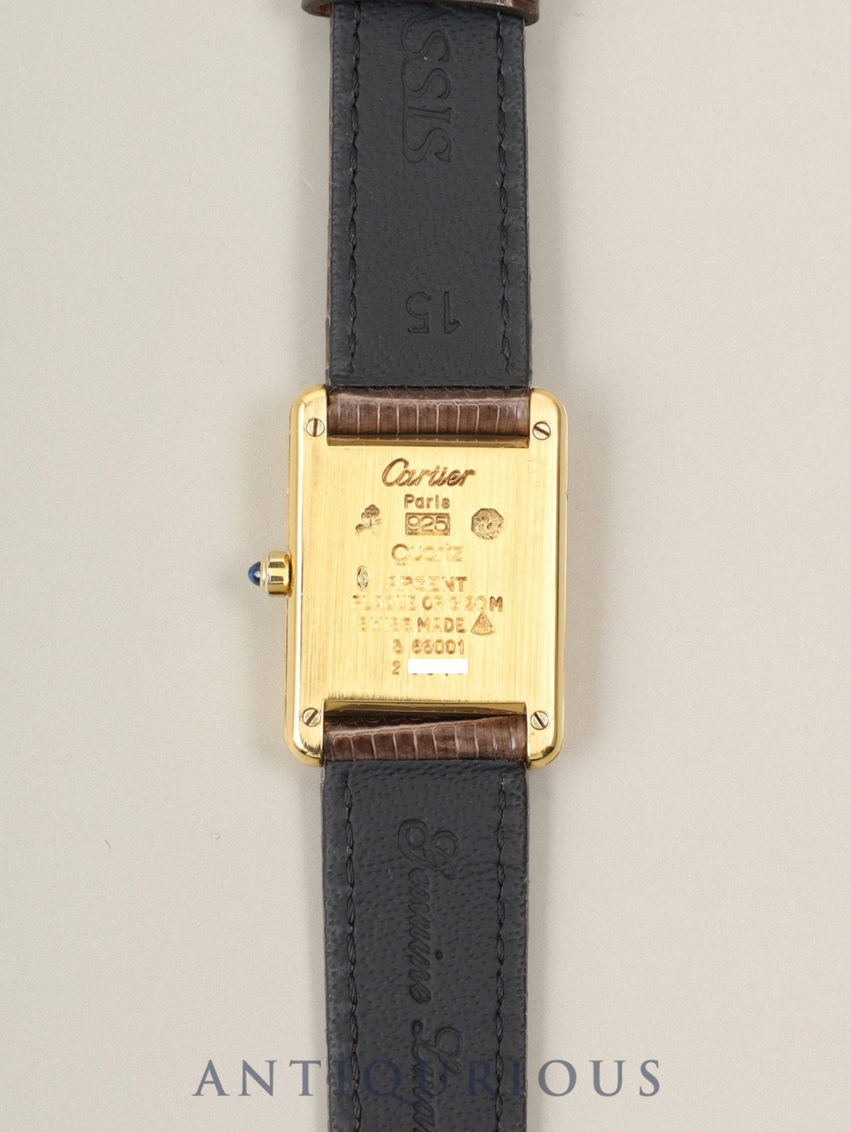 カルティエ マストタンク SM 3 66001 クォーツ SV925 革 純正ピンバックル グレー飛びローマン文字盤（SWISS表記） 冊子 保証書（1984年）修理保証書（2000年）新品仕上げ済み  オーバーホール済み