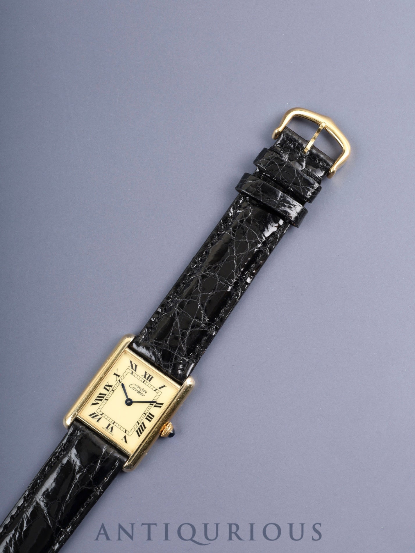 Cartier Must Tank LM 1615 Quartz SV925 Leather Genuine Pin Buckle (GP) Ivory Roman Dial (SWISS MADE) Overhauled, Complete Service (Full Maintenance) at Cartier Boutique