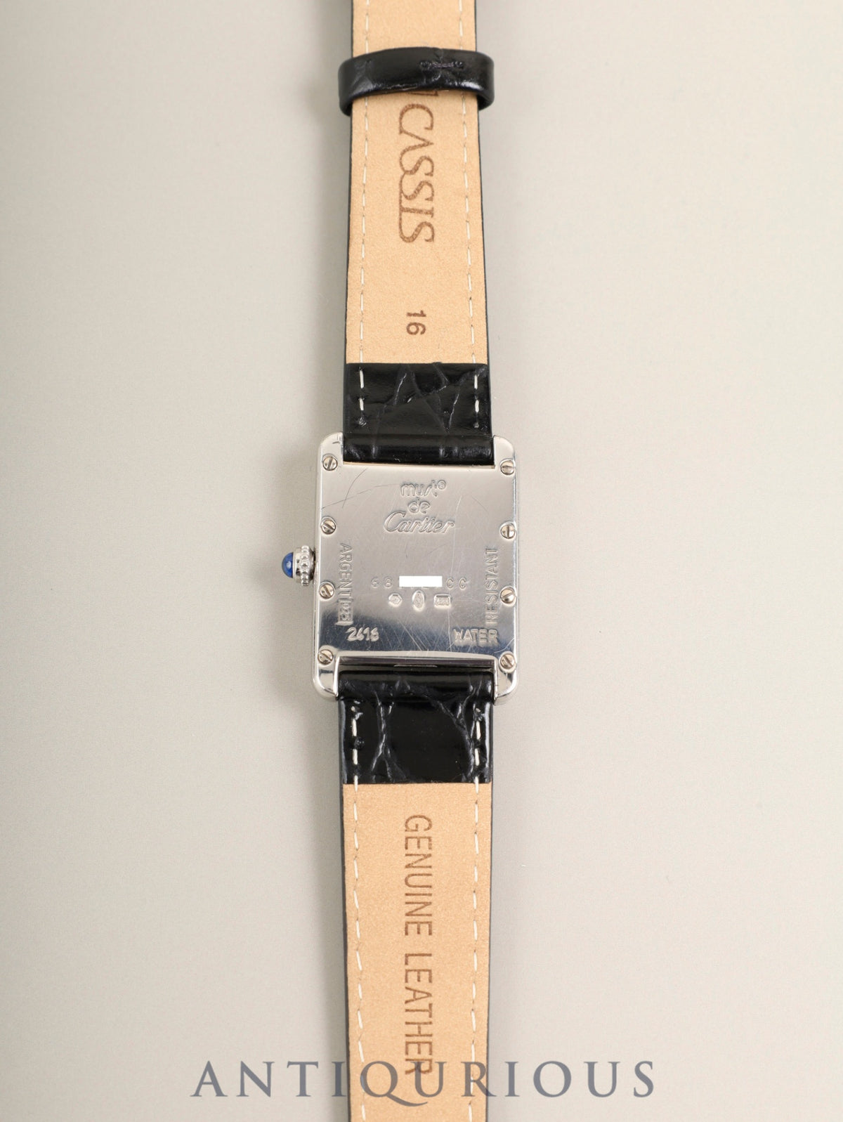 カルティエ マストタンク MM 2416 クォーツ Cal.057 SV925 革 純正ピンバックル（SS）テレフォンアラビアCC文字盤（SWISS MADE表記）オーバーホール済み