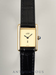 Cartier Must Tank SM Manual Winding Cal. 78-1 SV925 Leather Genuine Buckle (GP) Ivory Dial (SWISS MADE Marking) After-sales Service Overhauled at a Cartier Boutique