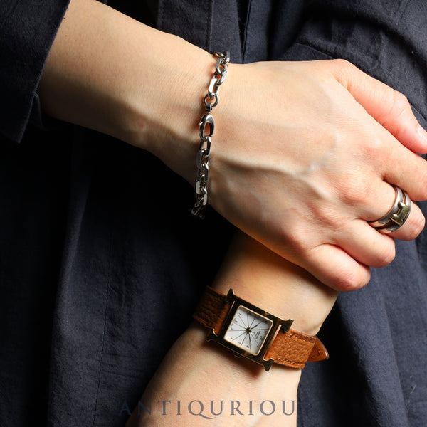 エルメス Hウォッチ HH1.201.130 クォーツ Cal.901.001 SS 革 純正尾錠（SS） ホワイト文字盤 箱 保証書（2004年）オーバーホール済み