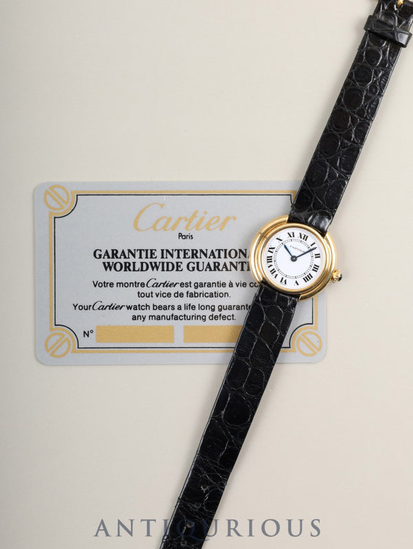 Cartier Vendôme Ellipse VLC SM 6708 Manual Winding 750YG Genuine Leather Strap Genuine Buckle (750YG) White Roman Dial (PARIS Inscription) Warranty Card Overhauled