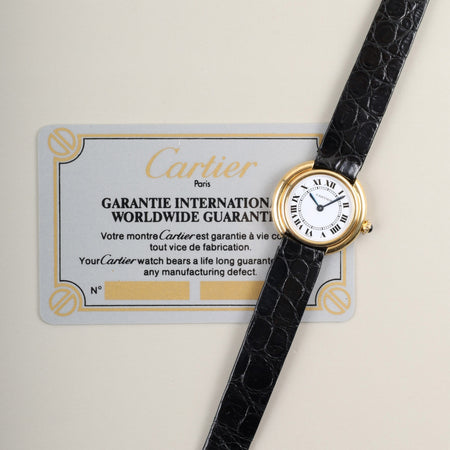 カルティエ ヴァンドーム エリプス VLC SM 6708 手巻き 750YG 純正革ベルト 純正尾錠（750YG） ホワイトローマン文字盤（PARIS表記） 保証書 オーバーホール済み