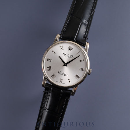 ROLEX CELLINI 5116 Manual Winding Cal.1602 WG Leather Genuine Buckle (750) Silver Dial M Serial (2007-2008)