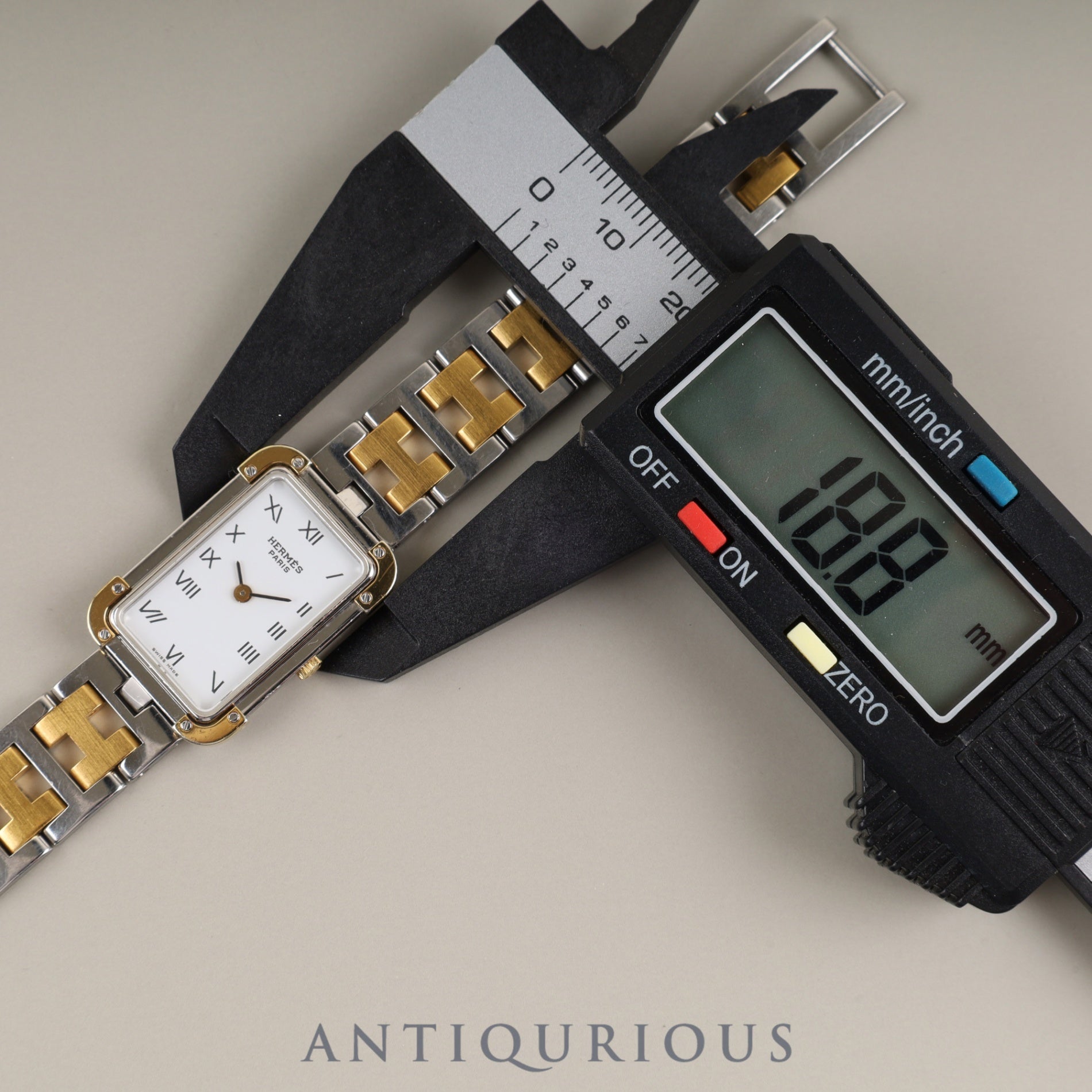 Hermes Cloajour 75.03 Quartz Cal.976.001 SS/GP SS/GP White Dial Warranty (1994) Box Booklet Overhauled