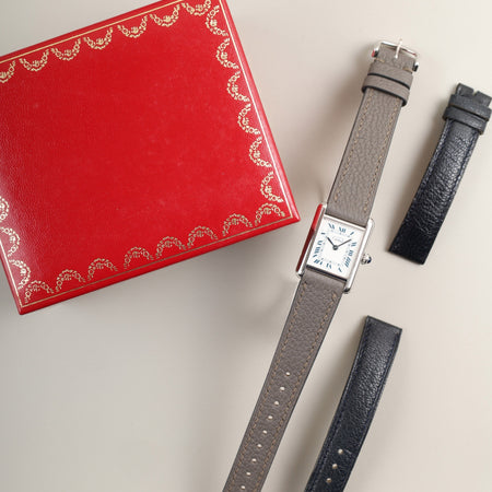 カルティエ マストタンク SM W1001543 / 6057002 クォーツ SV925 革 純正尾錠（SS）ホワイトローマン文字盤 （SWISS表記）箱 カルティエブティックにてコンプリートサービス（フルメンテナンス）済み