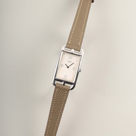 エルメス ナンタケット クォーツ Cal.976.001 SS 革 純正尾錠（SS） シルバー文字盤 オーバーホール済み