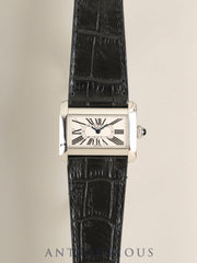 Cartier Tank Divan Mini W6300255 / 2599 Quartz Cal.157, SS, leather strap, original pin buckle (SS), silver Roman numeral dial (SWISS MADE marked), warranty (2003 / personal name listed), overhauled.