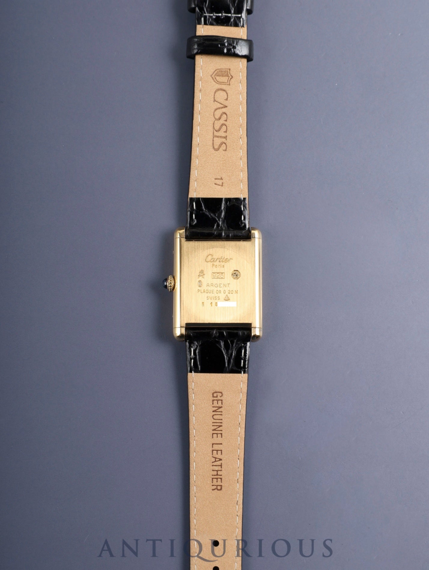 カルティエ マストタンク LM 手巻き Cal.78-1 SV925 革 純正ピンバックル（GP）ブラックローマン文字盤（SWISS表記） オーバーホール済み