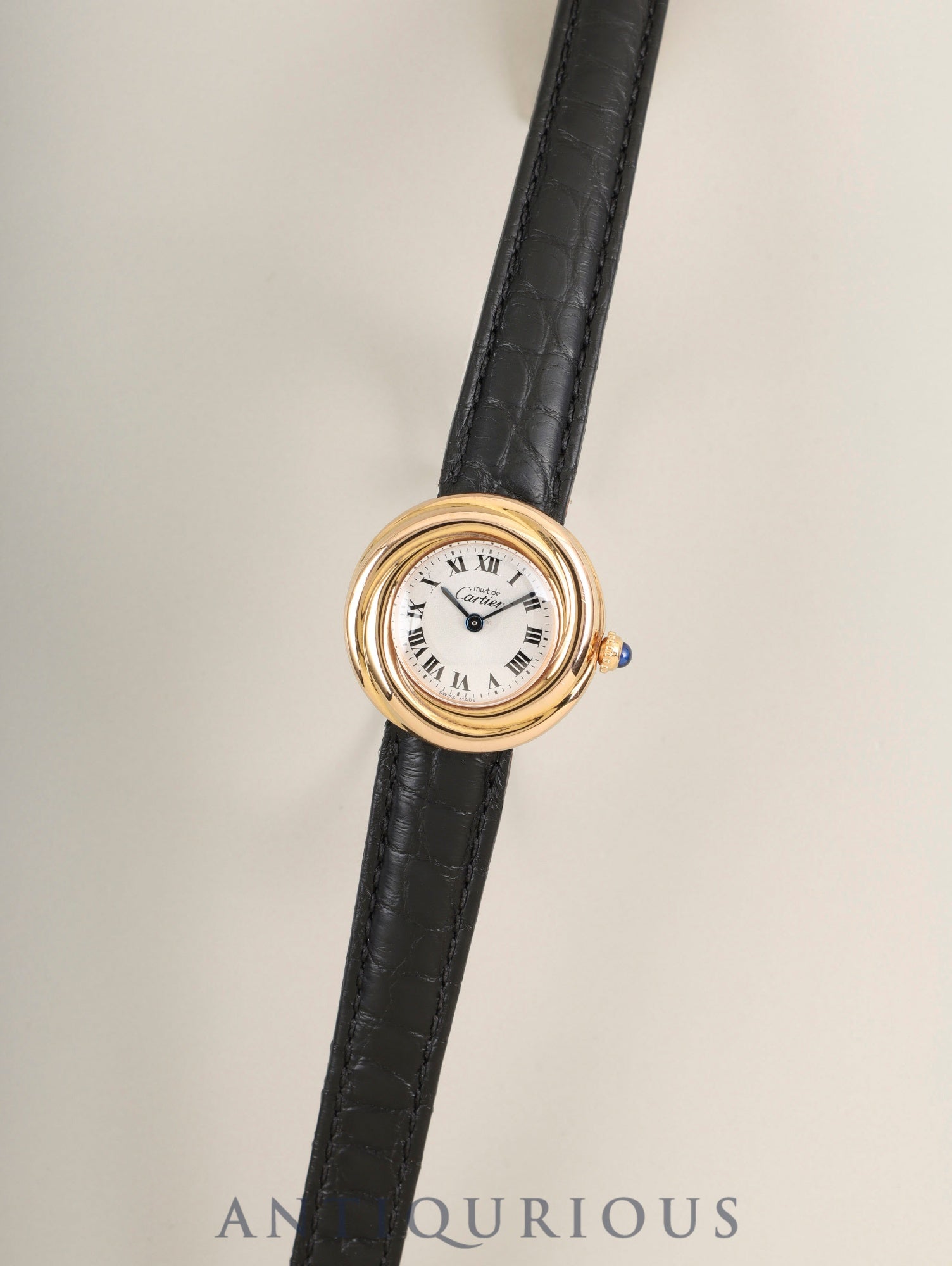 Cartier Must Trinity W1015045 / 2438 Quartz Cal.157 SV925 (PGP) Leather Genuine D-Buckle (GP) Silver Roman Dial Genuine Leather Strap Overhauled