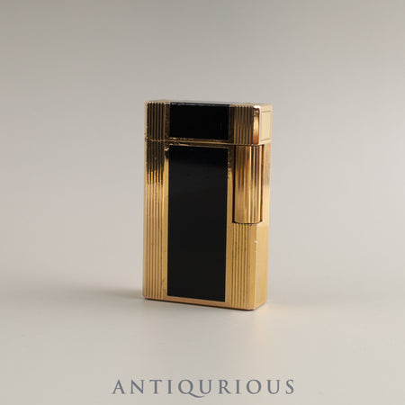 Dupont Lighter LINE1 Black Lacquer with Embossed Stripes, GP, Mechanically Adjusted