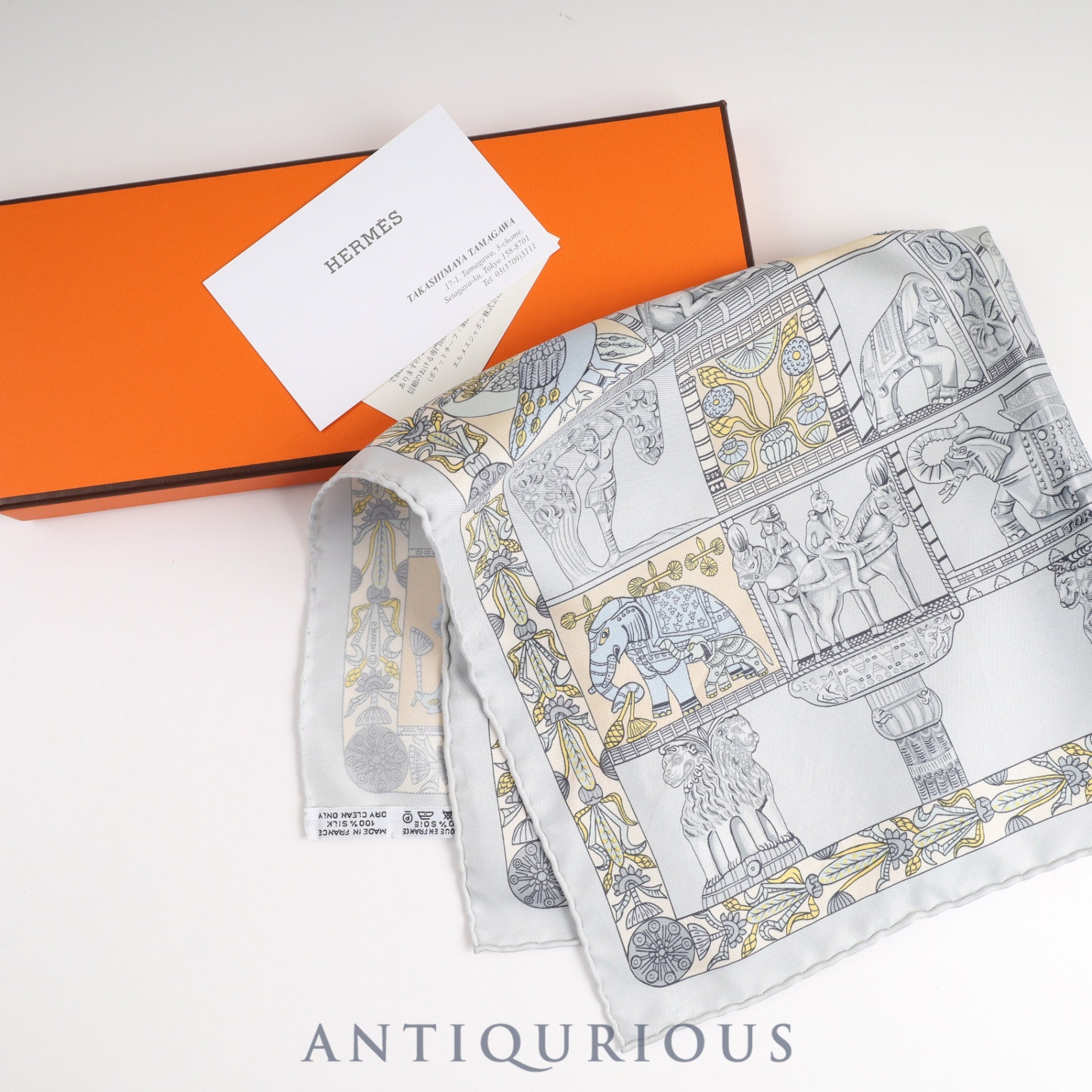 Hermes scarf Carre 45 TORANA Tower Gate box card (2002) SILK 100%