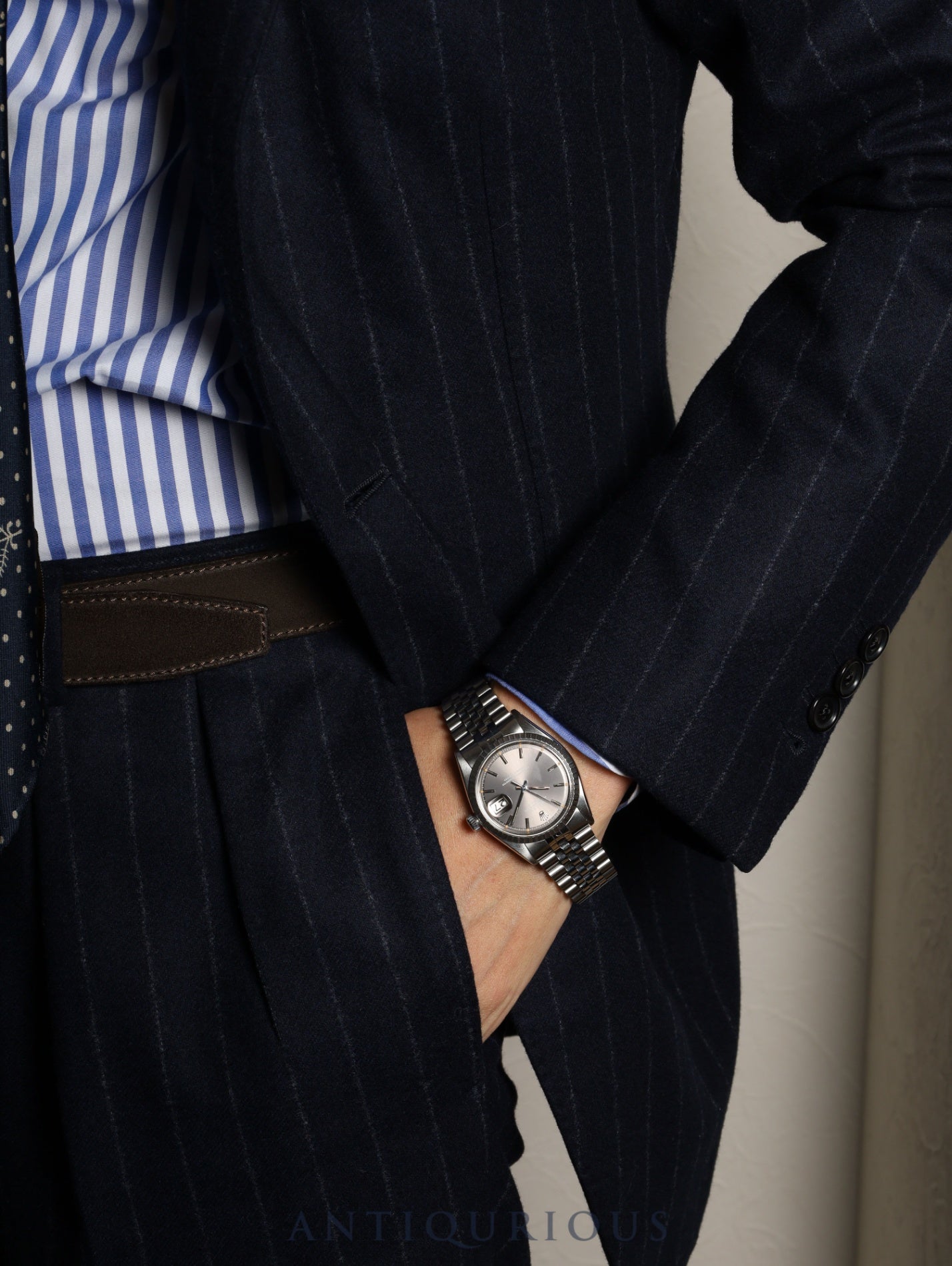 ロレックス デイトジャスト 1603 自動巻き Cal.1570 SS/SS SS グレー文字盤 3番（1972年）保証書 冊子 オーバーホール済み