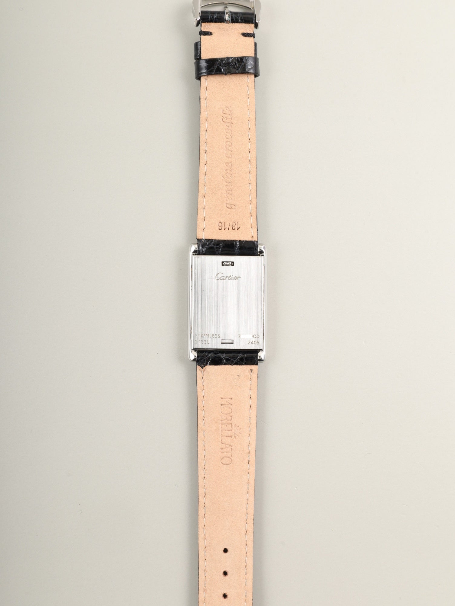 カルティエ タンク バスキュラント MM W1011258 / 2405 クォーツ Cal.059 SS 革 純正ピンバックル（SS） ホワイトローマン文字盤 オーバーホール済み