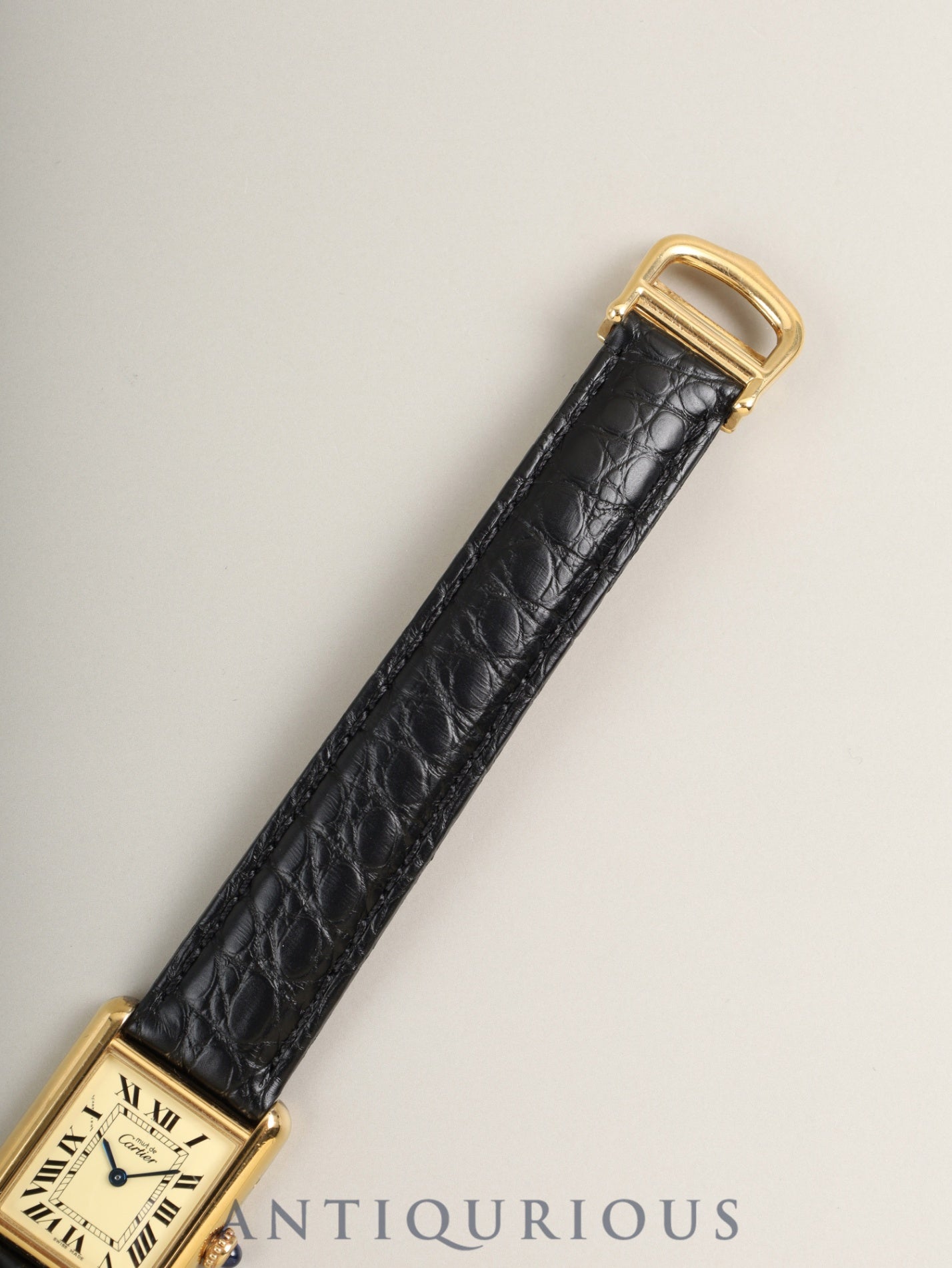 カルティエ マストタンク MM 2415 クォーツ Cal.057 SV925 革 純正Dバックル （GP）アイボリーローマン文字盤（SWISS MADE表記）箱 冊子 保証書（2003年）オーバーホール済み