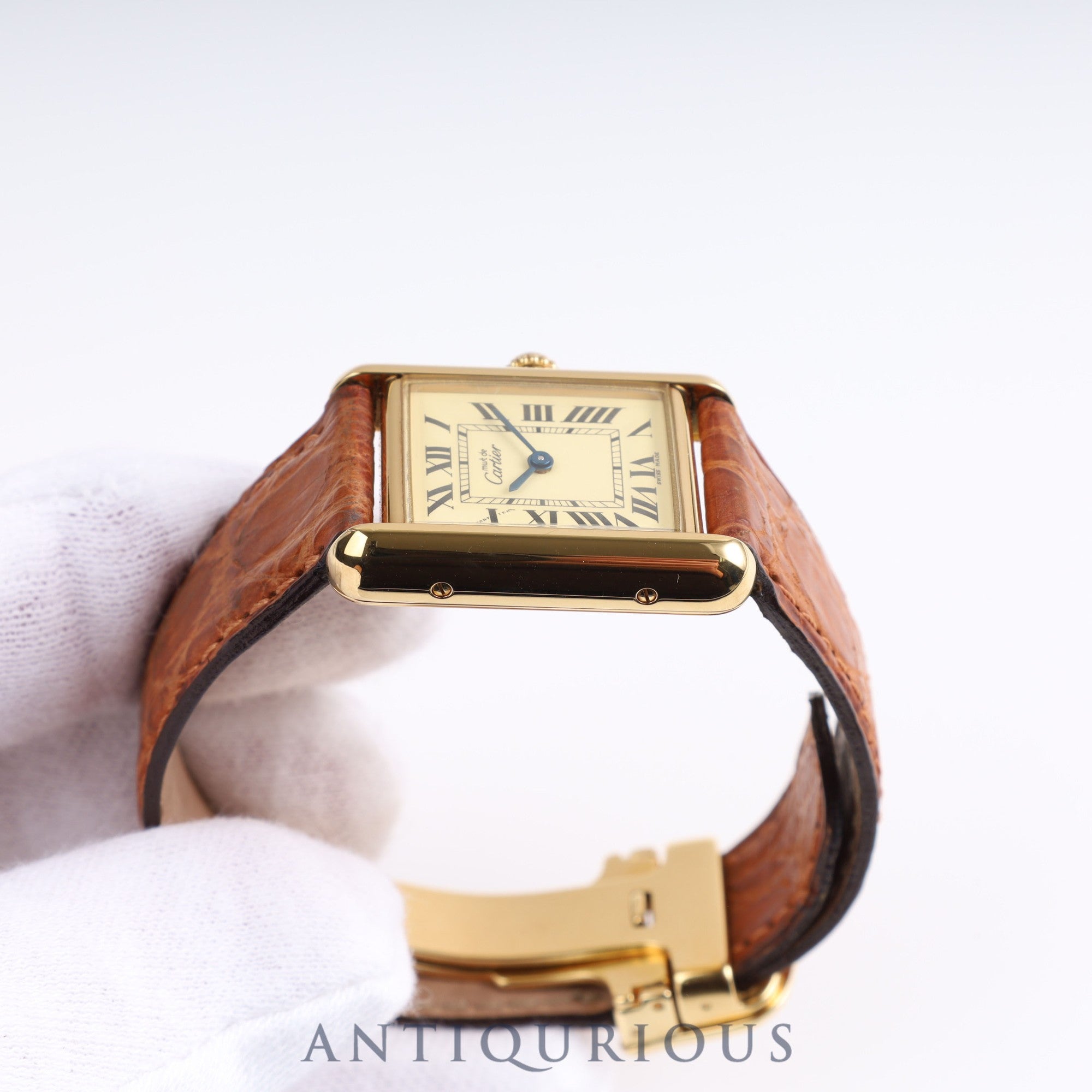 CARTIER Must Tank MM QZ W1017354 / 2415 925 Leather Ivory Dial Box