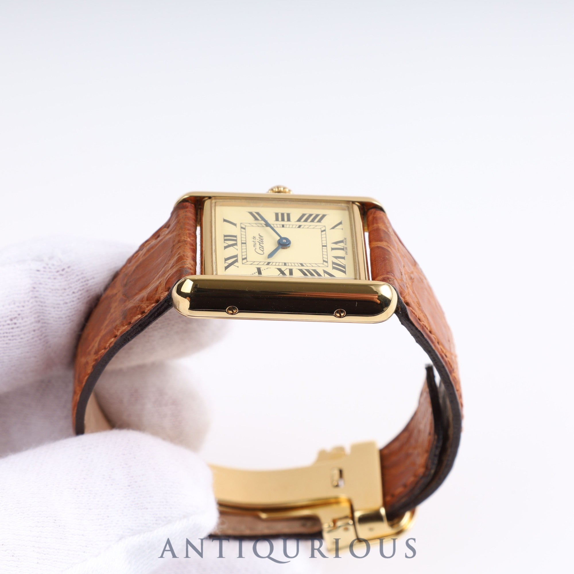 Cartier Must Tank MM QZ W1017354 / 2415 925 Leather Ivory Dial Box