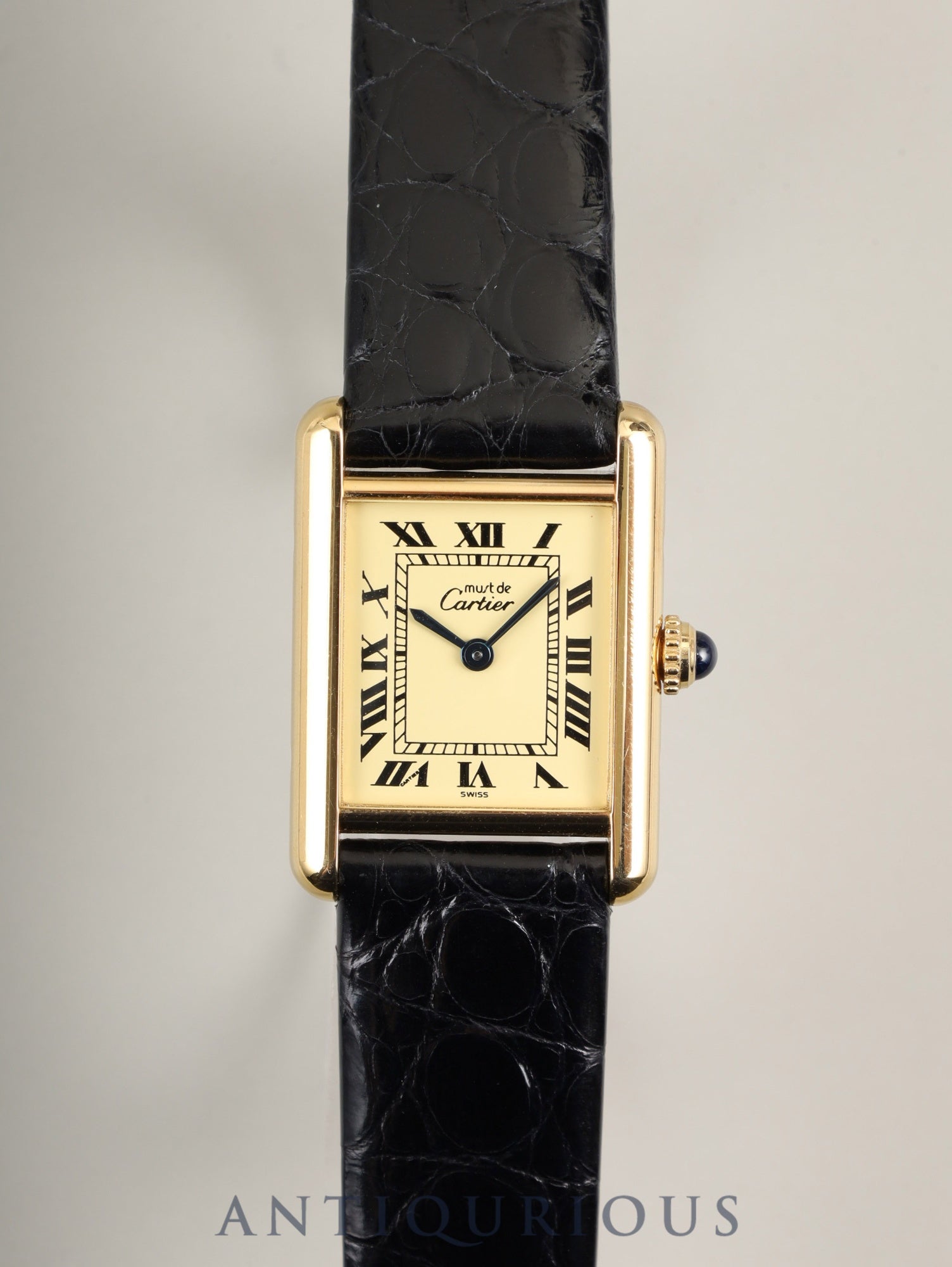 カルティエ マストタンク SM 5057001 クォーツ Cal.057 SV925 革 純正尾錠（GP）アイボリー文字盤（SWISS表記）箱 冊子 保証書（1995年/H7）オーバーホール済み
