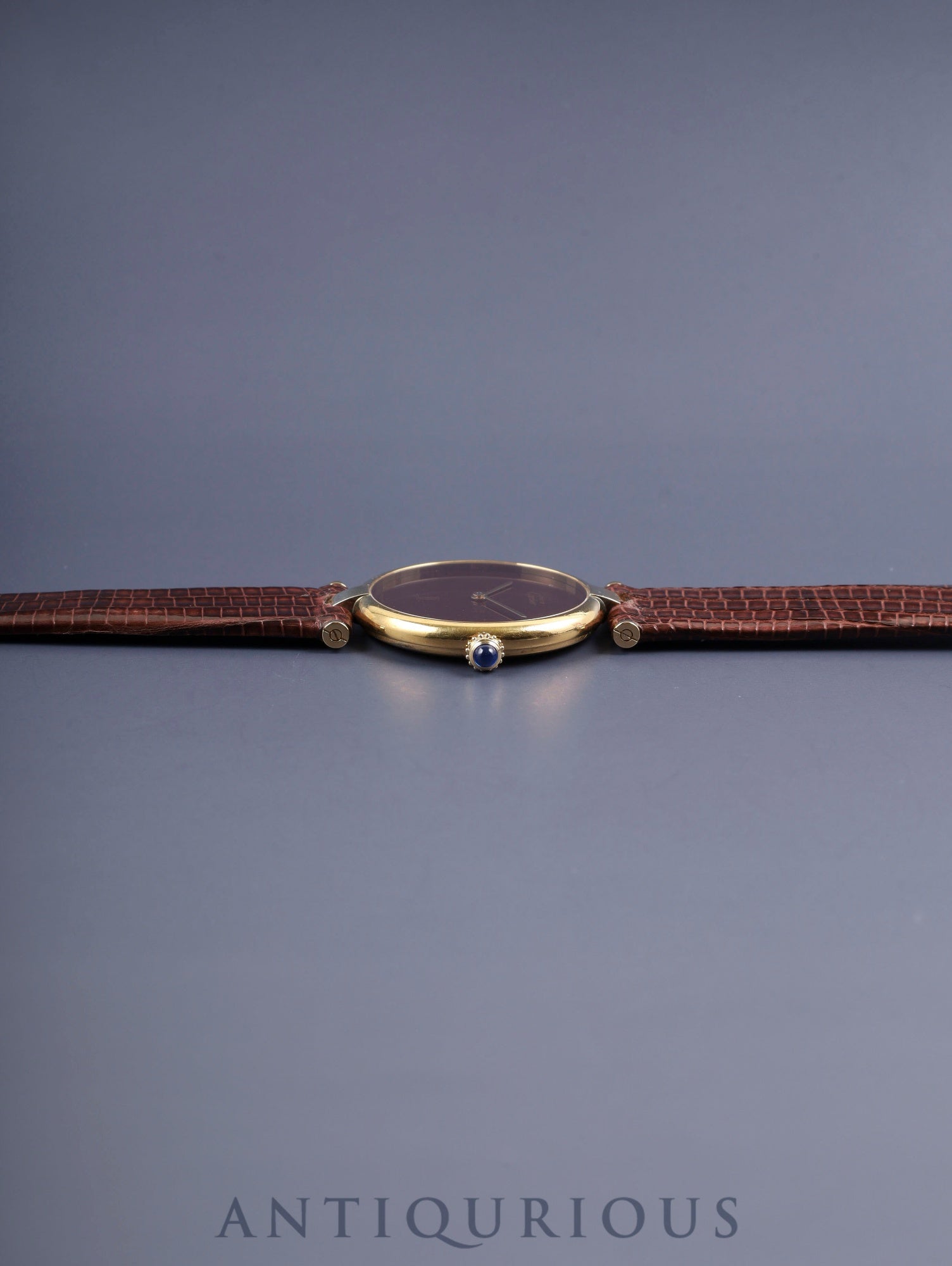 カルティエ マスト ヴァンドーム VLC LM クォーツ SV925 革 純正尾錠（GP）ボルドー文字盤 ガーネットダイアル カルティエブティックにてコンプリートサービス済み