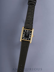 Cartier Tank LM, 6, manual winding, SV925, leather, original pin buckle (GP), black Roman dial (SWISS MADE), polished, complete service at Cartier boutique