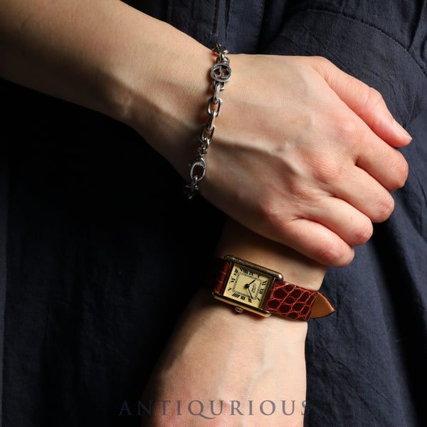 カルティエ マストタンク SM 5057001 クォーツ SV925 革 純正尾錠（GP） アイボリーローマン文字盤 カルティエブティックにてコンプリートサービス（フルメンテナンス）済み