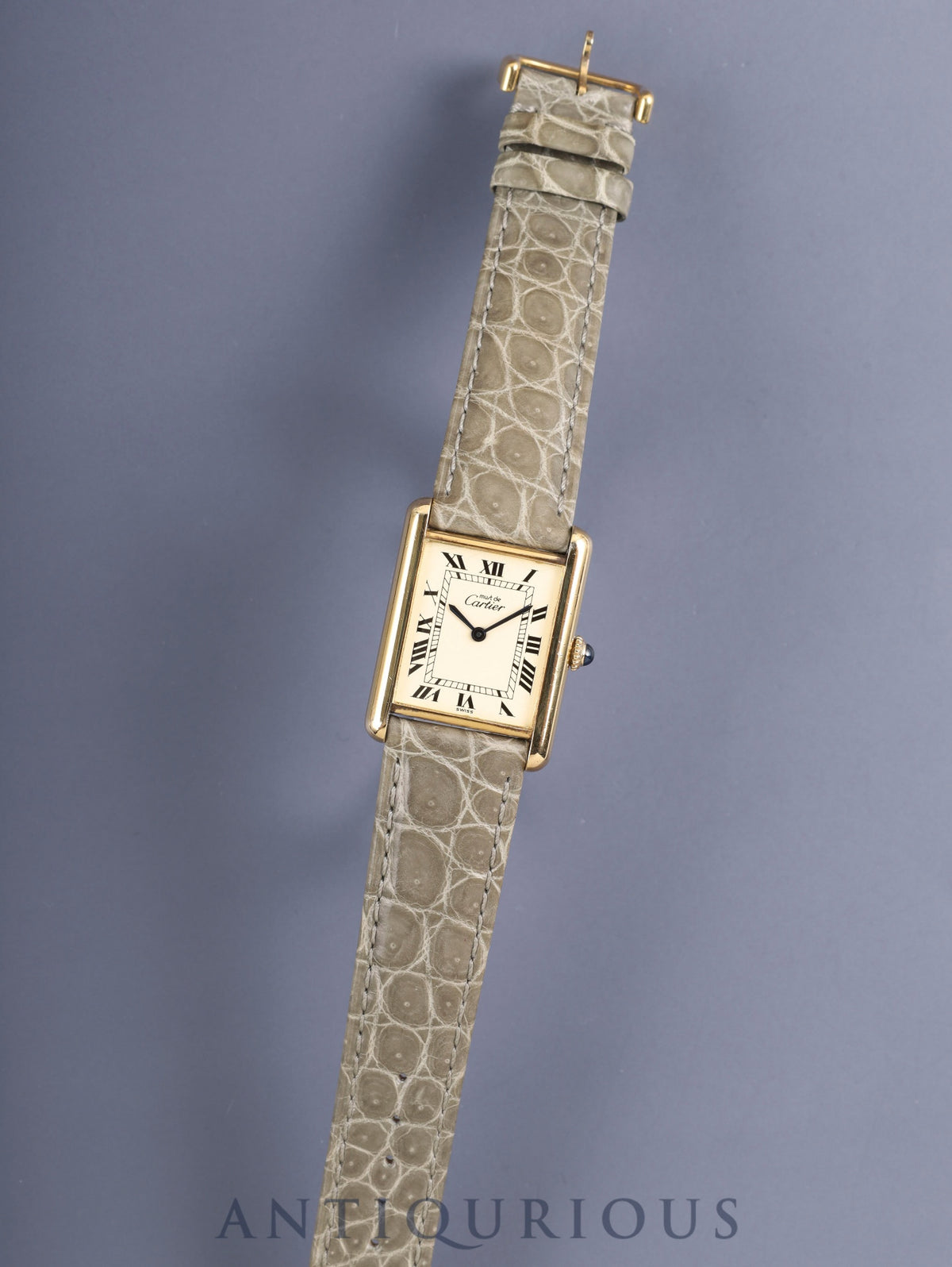 Cartier Must Tank LM Hand-wound Cal.78-1 SV925 Genuine Leather Strap Genuine Pin Buckle (GP) Ivory Roman Dial (SWISS marking) Warranty (1982) Overhauled