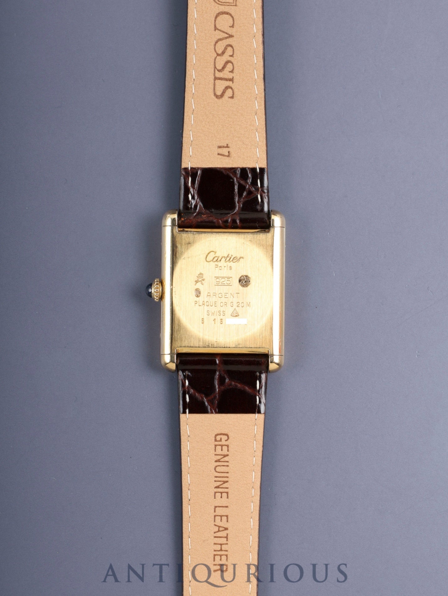 カルティエ マストタンク LM 手巻き Cal.78-1 SV925 革 純正ピンバックル（GP）ガーネットダイアル ボルドー文字盤（SWISS表記）オーバーホール済み
