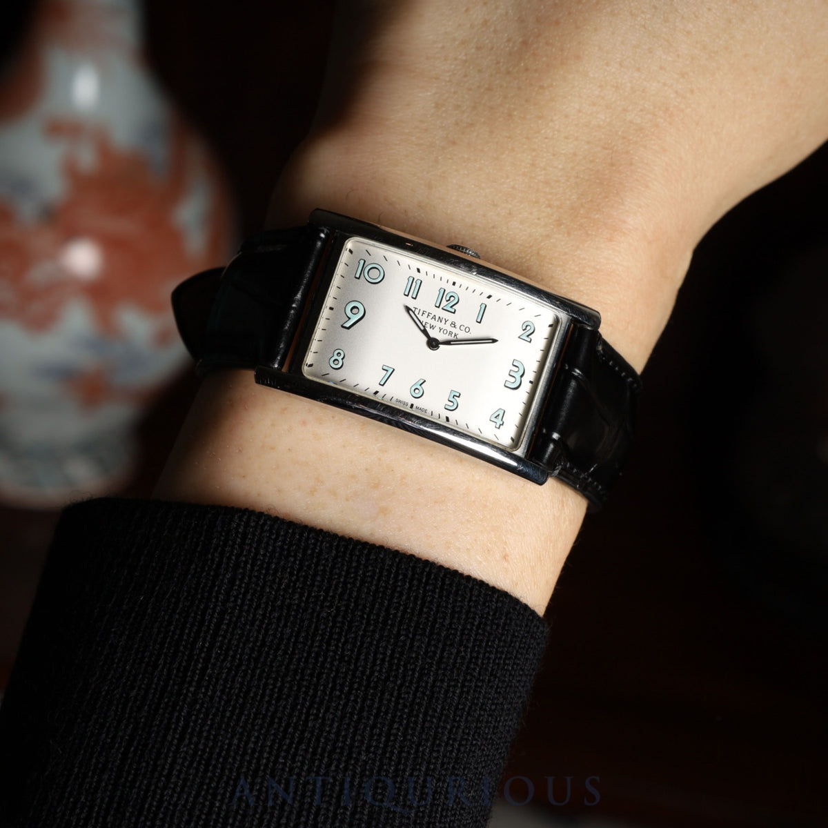 Tiffany East West 37447102 Quartz SS Leather Third party buckle (SS) Silver Arabic dial Box Warranty (2017) Overhauled