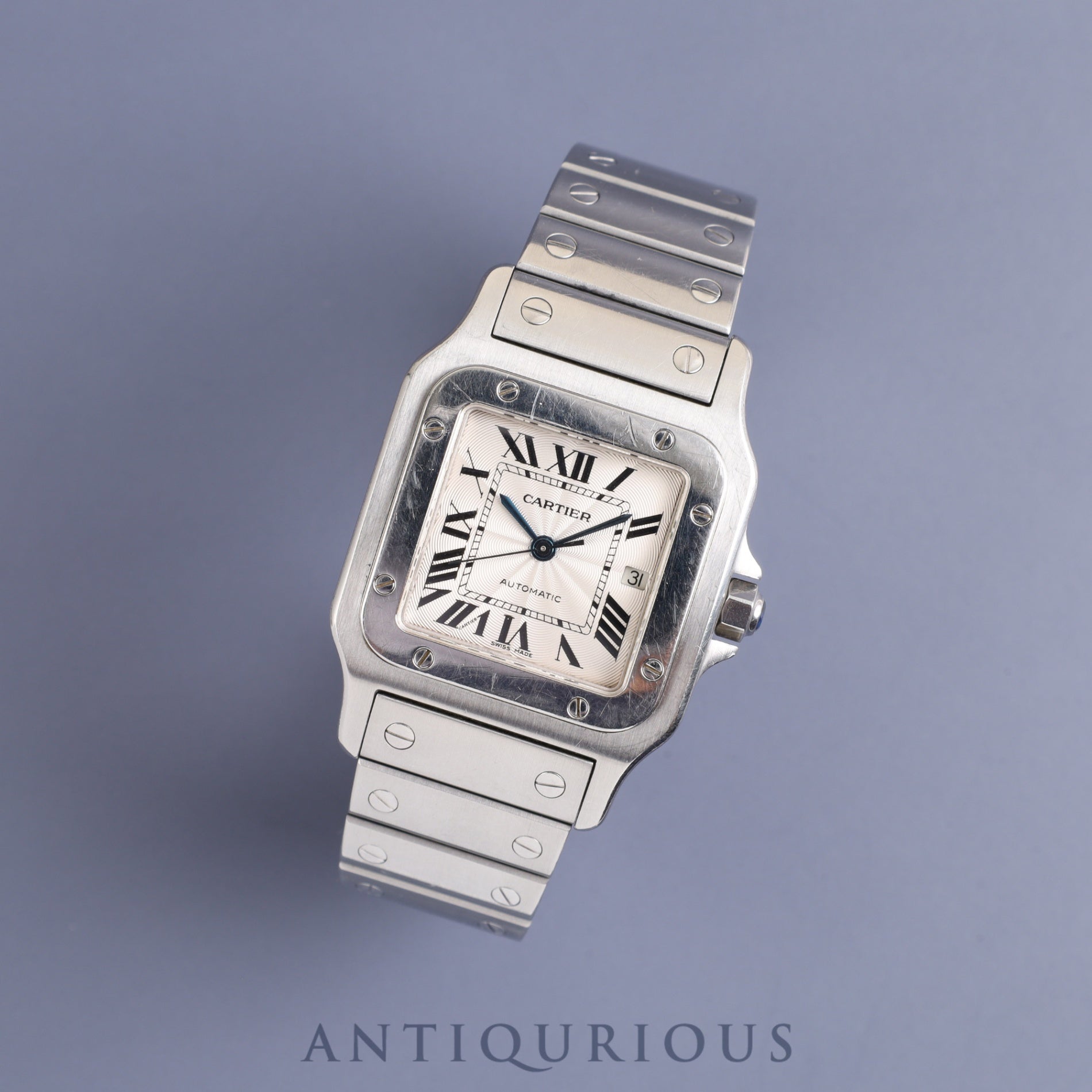 Cartier Santos Galbee LM 2319 Automatic SS SS Guilloche Silver Roman Dial Overhauled