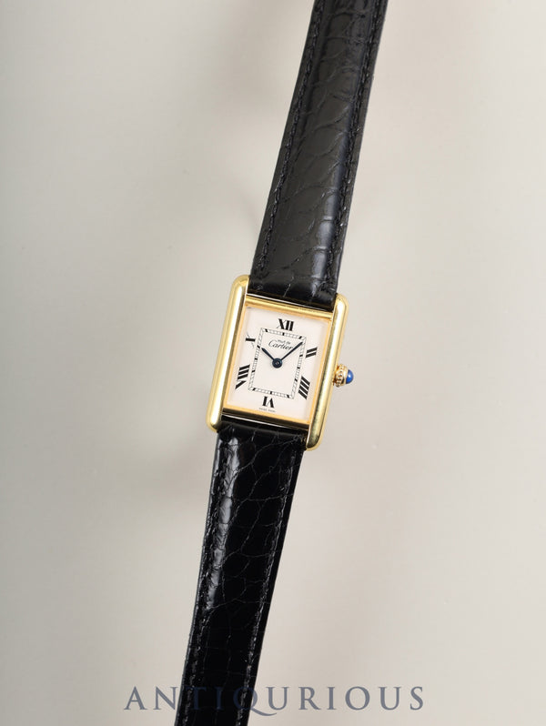 Cartier Must Tank MM W1013654 / 2415 Quartz Caliber 057 SV925 Leather Genuine D-buckle (GP) White Roman numerals dial (SWISS MADE inscription) Newly polished and overhauled